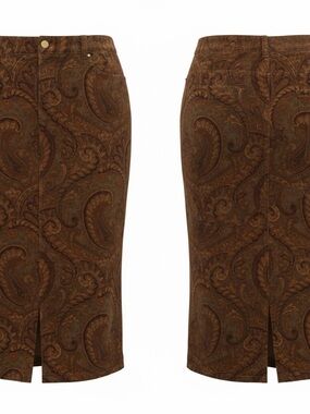 Jones New York Brown Paisley Pencil Skirt